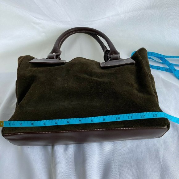 Levenger Suede Leather Dark Brown Shoulder Hand ba - Picture 6 of 10